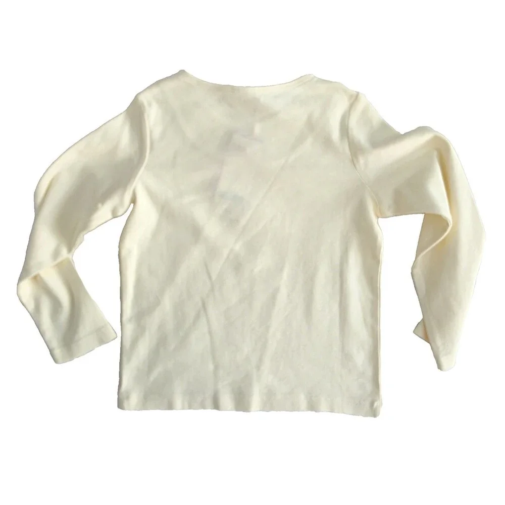 Vintage Gymboree Long Sleeve Top Size 5 Ivory Rhinestone Beaded Collar NWT